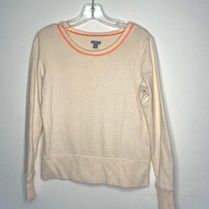 Aerie Tan Speckled Neon Orange Crewneck pullover long sleeve sweater Small